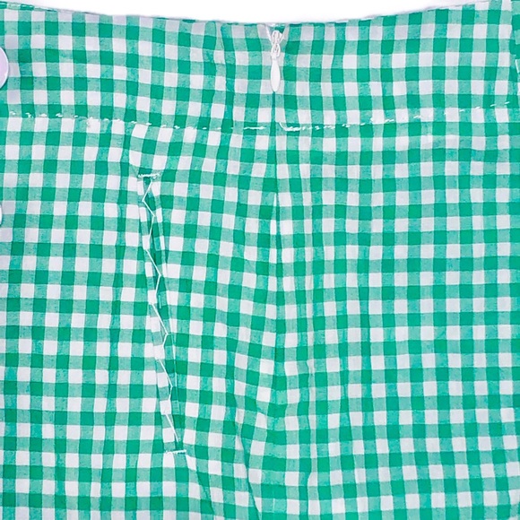 Max Studio Green White Check Plaid Mini Shorts 4 - Picture 7 of 7